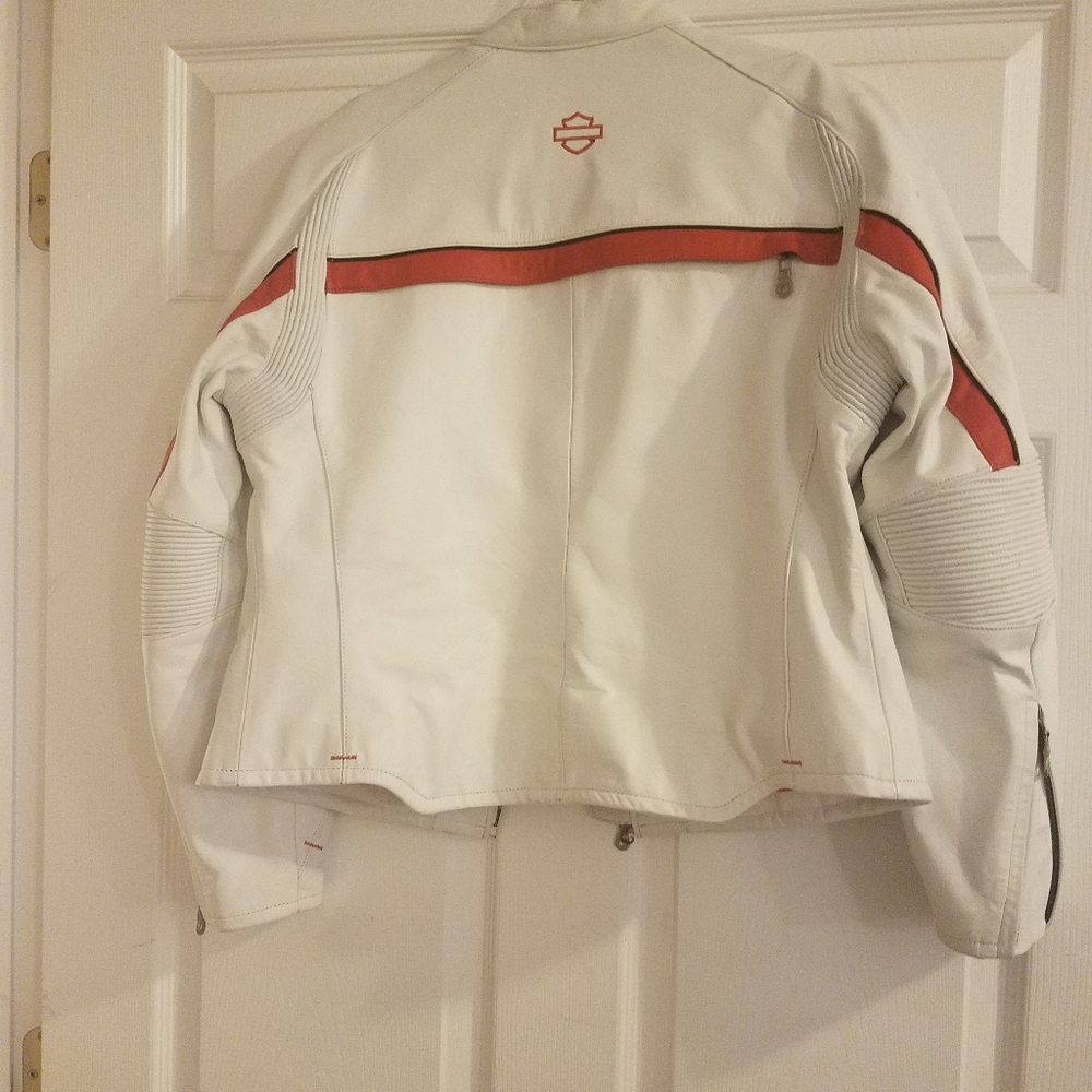 Harley Davidson white leather jacket